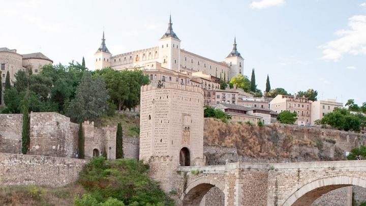 Alcázar of Toledo, a stone fortress located in the highest part of Toledo, Spain.